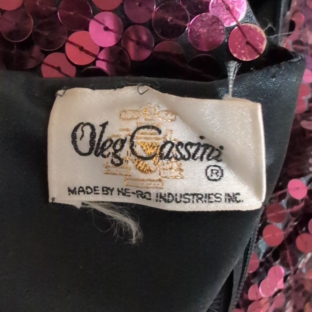Oleg Cassini sequin dress size Small pink peplum cocktail vintage - Picture 5 of 9
